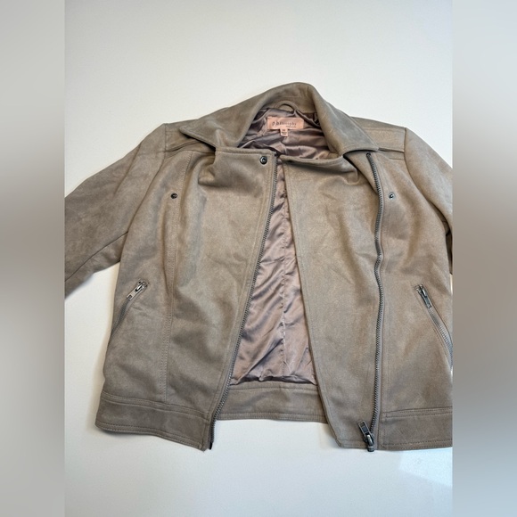 PHILOSOPHY Faux Leather/Suede Zip Up Moto Bomber Jacket Size XS in Taupe - Picture 10 of 15